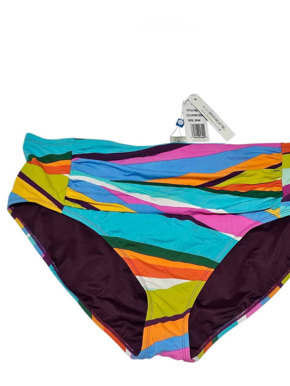 Bleu Rod Beattie Bikini Bottom Plus Size 20W NWT Multicolor Stripe Ruched